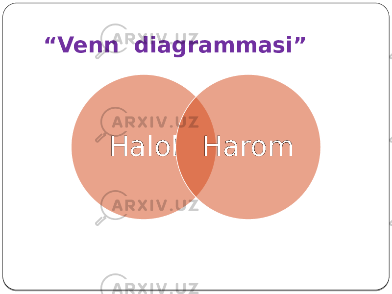 “ Venn diagrammasi” Halol Harom 