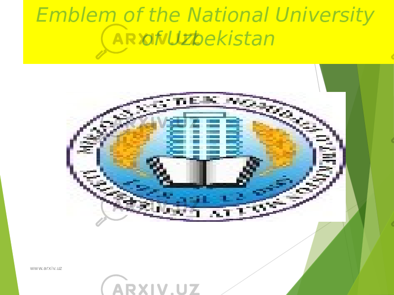 Emblem of the National University of Uzbekistan www.arxiv.uz 