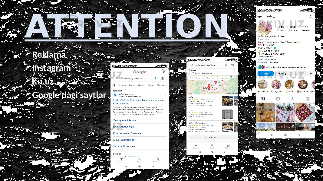 ATTENTION  Reklama  Instagram  Ku.uz  Google’dagi saytlar 