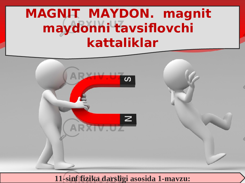 11-sinf fizika darsligi asosida 1-mavzu:MAGNIT MAYDON. magnit maydonni tavsiflovchi kattaliklar 