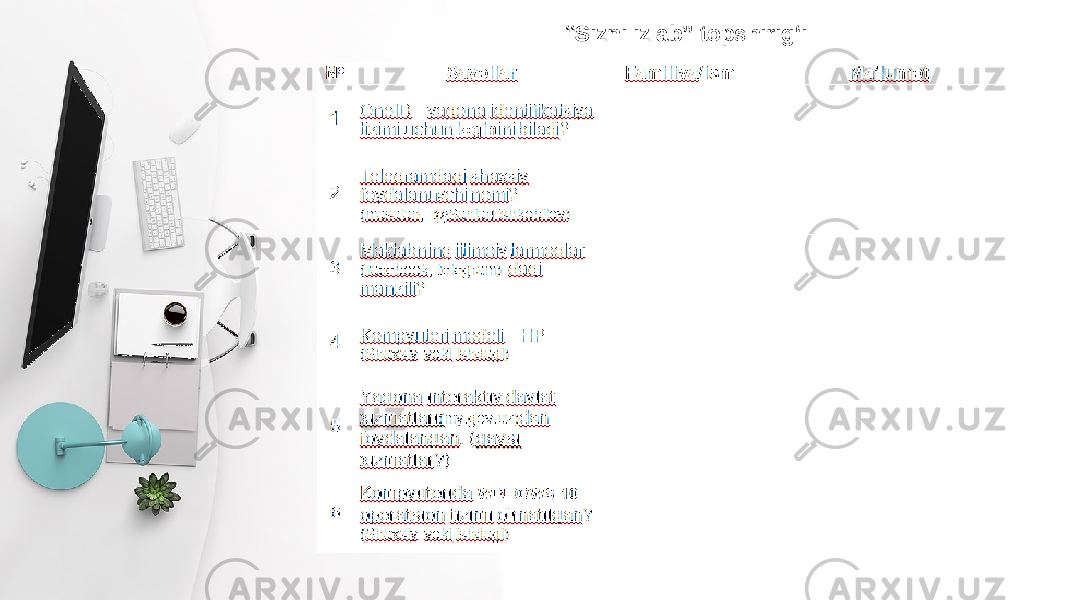 “ Sizni izlab” topshirig‘i 