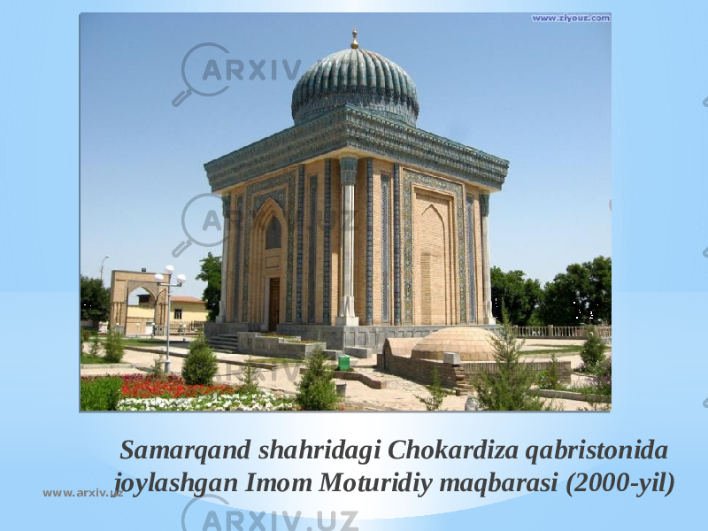 Samarqand shahridagi Chokardiza qabristonida joylashgan Imom Moturidiy maqbarasi (2000-yil) www.arxiv.uz 