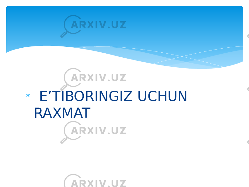  E’TIBORINGIZ UCHUN RAXMAT 