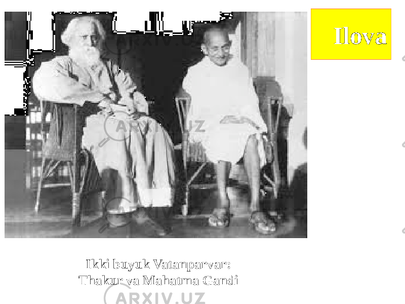 Ilova Ikki buyuk Vatanparvar: Thakur va Mahatma Gandi 