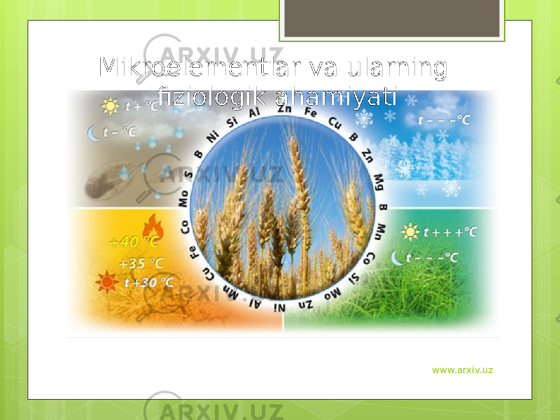 Mikroelementlar va ularning fiziologik ahamiyati www.arxiv.uz 