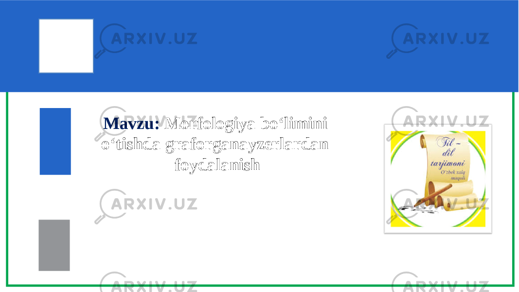 Mavzu: Morfologiya bo‘limini o‘tishda graforganayzerlardan foydalanish 