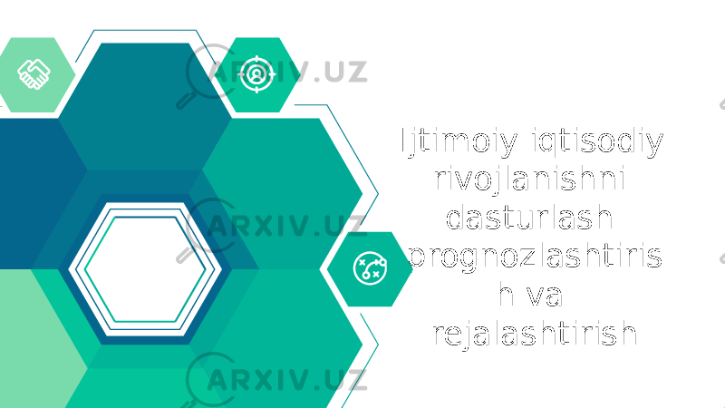 Ijtimoiy iqtisodiy rivojlanishni dasturlash prognozlashtiris h va rejalashtirish 