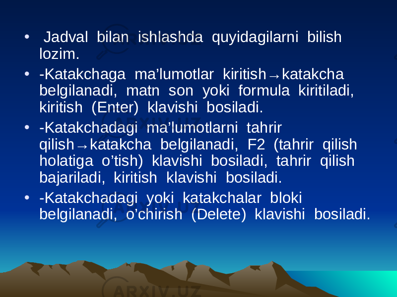 Diagrammalar bilan ishlash. Word jadvallar. Elektron jadval. Jadval tuzish. Wordda jadval yaratish.