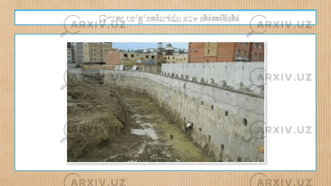 Qazilmada devor hosil qilish texnologiyasi Grunt to’g’onlarida suv shimilishi 