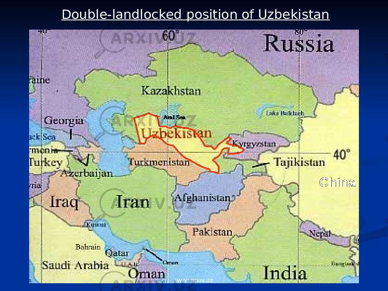 ChinaDouble-landlocked position of Uzbekistan www.arxiv.uz 
