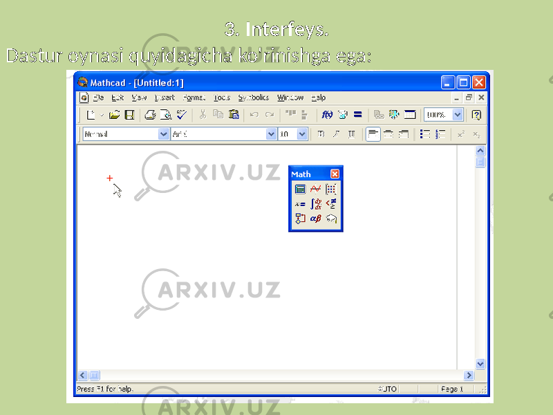 3. Interfeys. Dastur oynasi quyidagicha ko&#39;rinishga ega: 