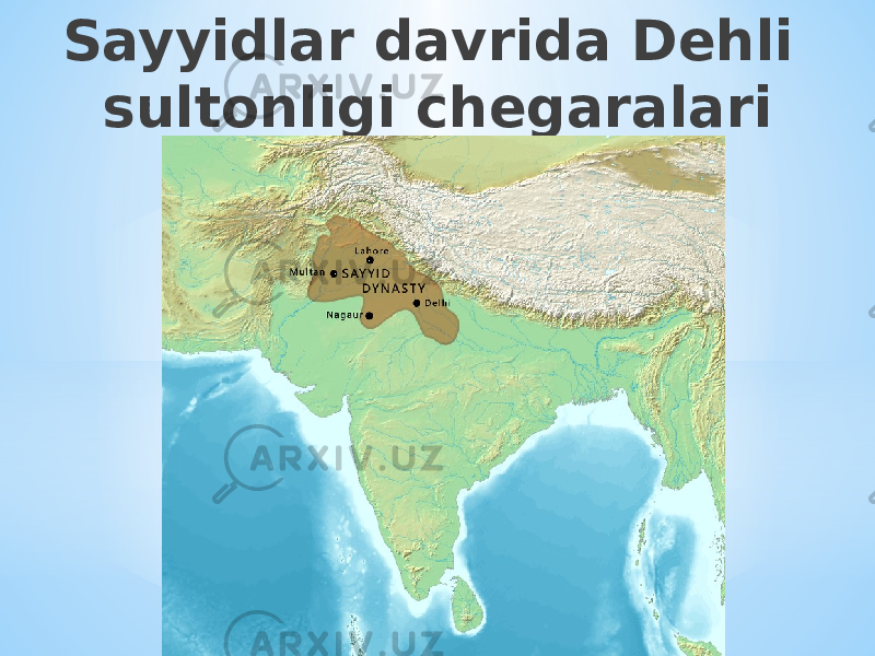 Sayyidlar davrida Dehli sultonligi chegaralari 