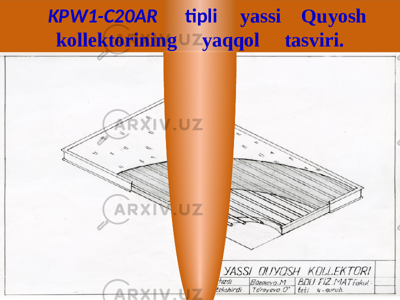  KPW1-C20AR tipli y assi Quyosh kollektorining yaqqol tasviri.1A 07 11 0212120B070707070F 13040A0A14 