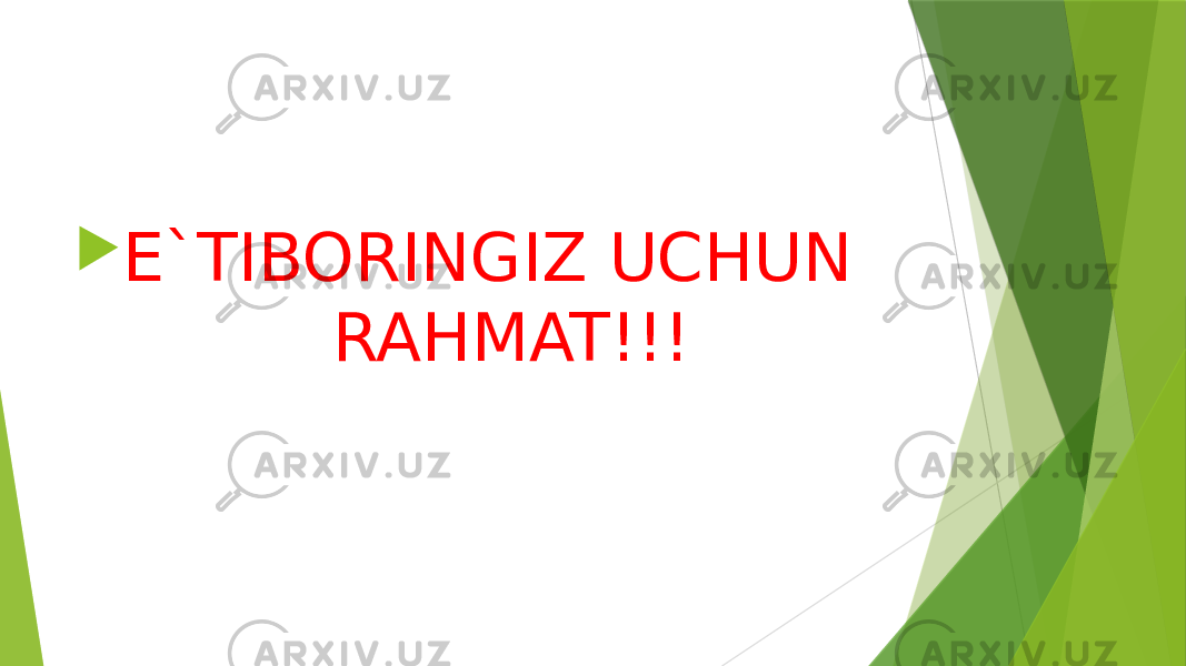  E`TIBORINGIZ UCHUN RAHMAT!!! 