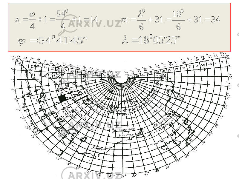  m - устун рақами; n - қатор рақами 3431 618 31 6 00 m 14 1 4 54 1 4 0       n &#34; 25&#39; 05 18 0   &#34; 45&#39; 41 54 0   