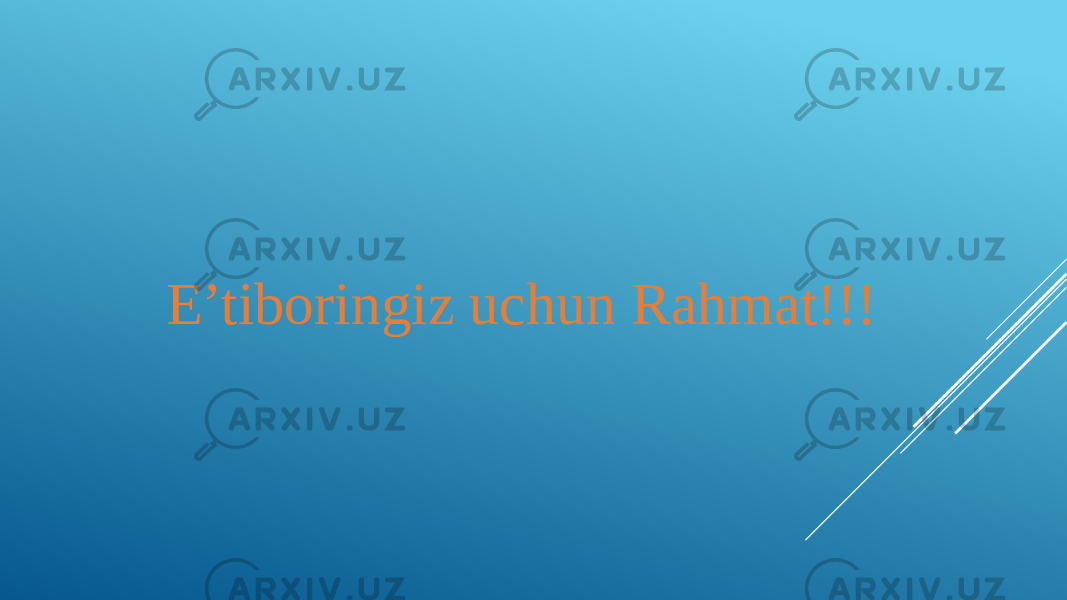 E’tiboringiz uchun Rahmat!!! 