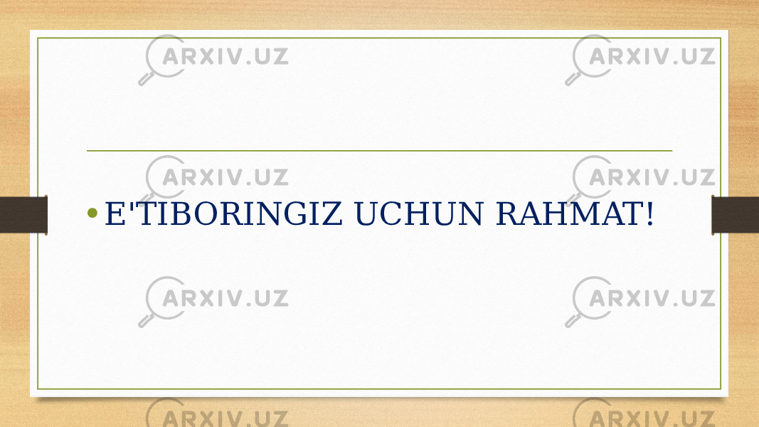 • E&#39;TIBORINGIZ UCHUN RAHMAT! 