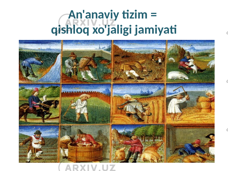 An&#39;anaviy tizim = qishloq xo&#39;jaligi jamiyati 