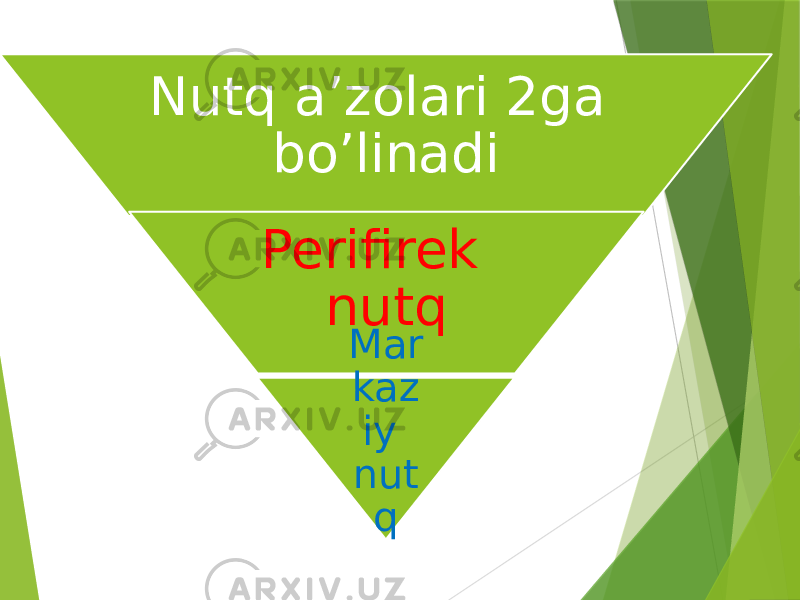 Nutq a’zolari 2ga bo’linadi Perifirek nutq Mar kaz iy nut q 