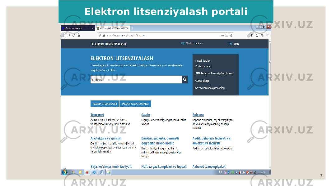 Elektron litsenziyalash portali 7 