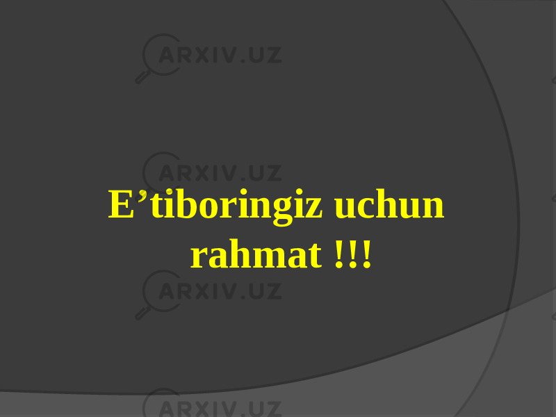 E’tiboringiz uchun rahmat !!! 