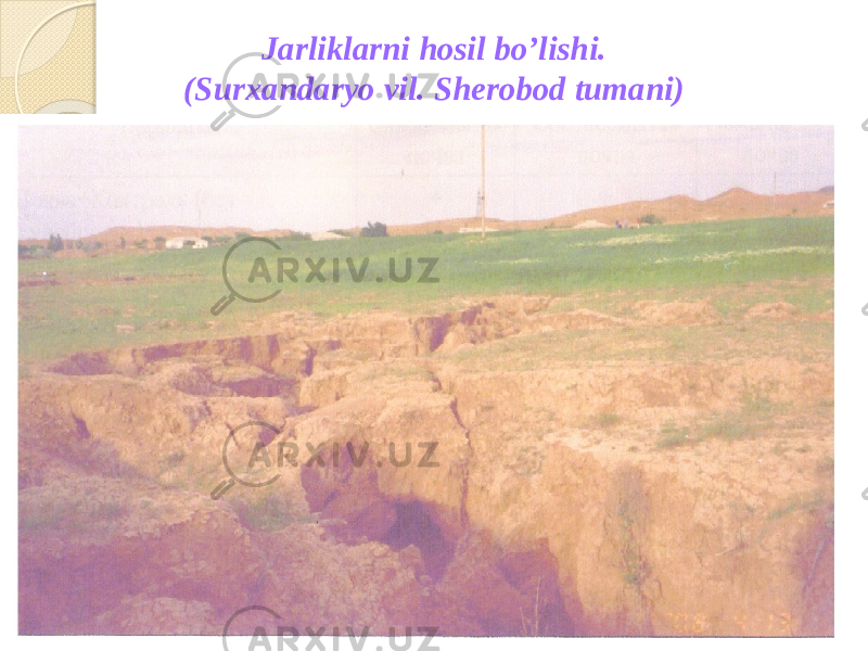 Jarliklarni hosil bo’lishi. (Surxandaryo vil. Sherobod tumani) 