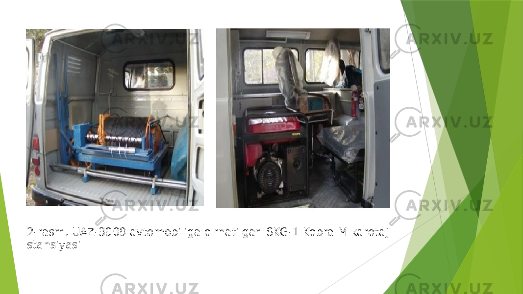 2-rasm. UAZ-3909 avtomobiliga o&#39;rnatilgan SKG-1 Kobra-M karotaj stansiyasi 