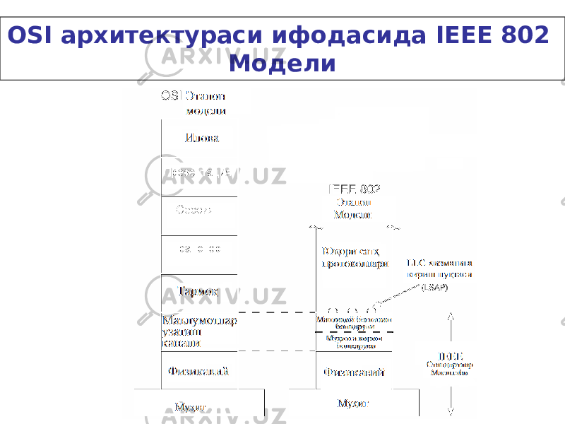 OSI а рхитектур аси ифодасида IEEE 802 Модел и 